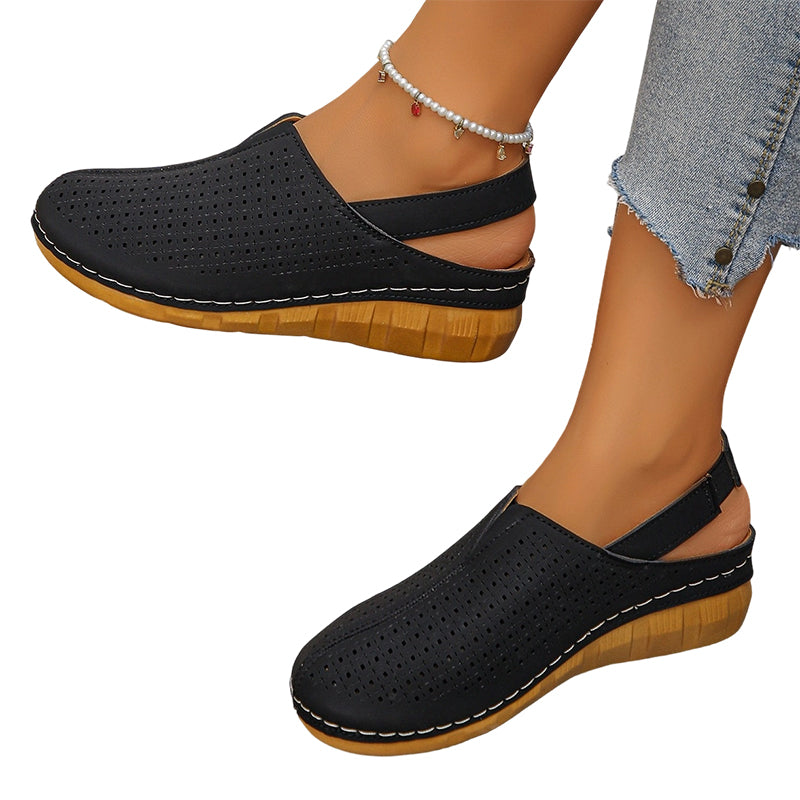 👡 Casual perforated wedge slingback sandals for women ✨