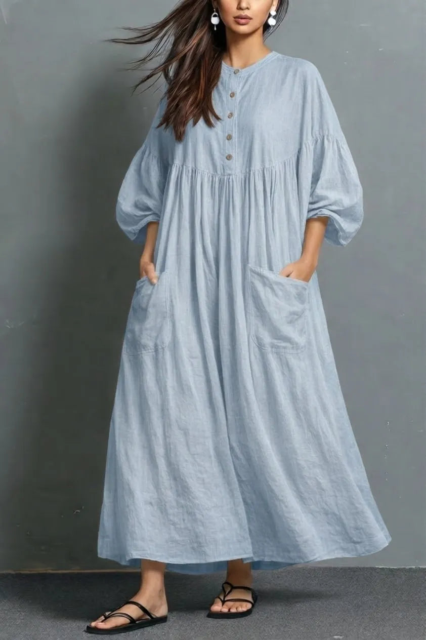 Casual Linen And Cotton Dress