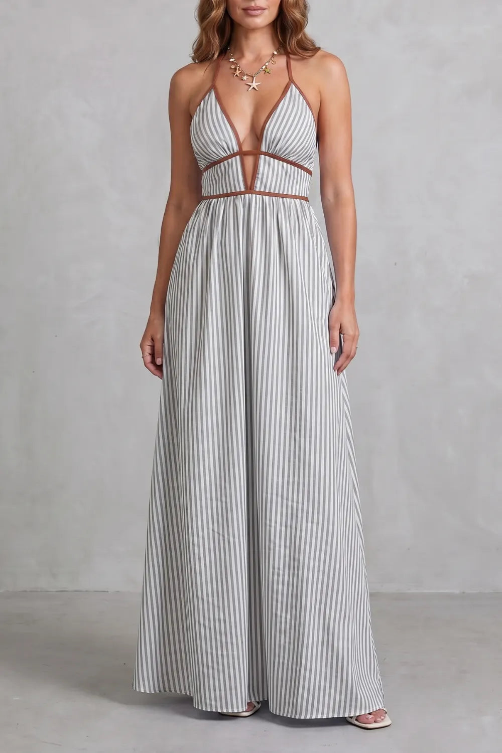 Striped backless silhouette – Maxi dress