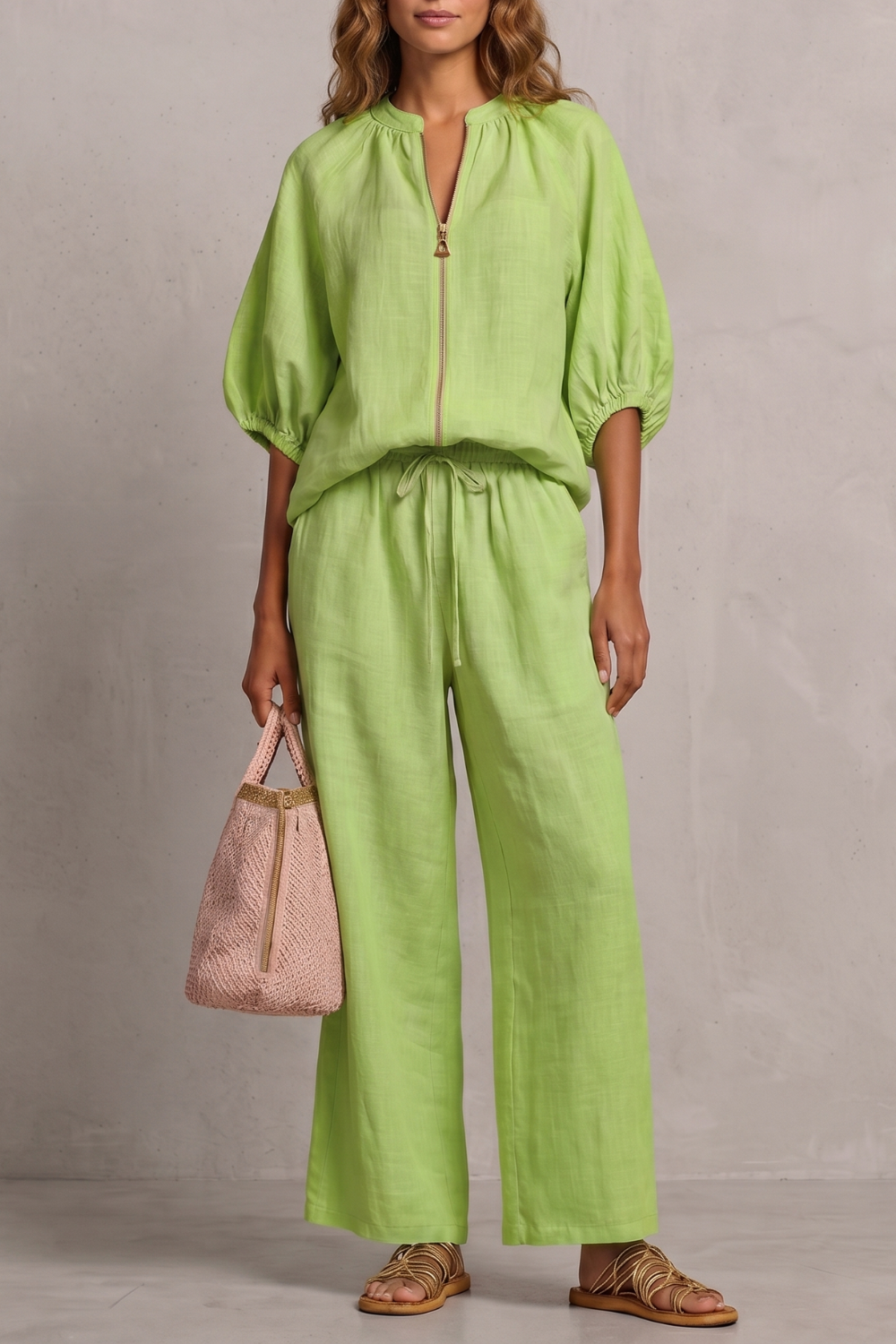 Relaxed zip-front comfort – Trouser set