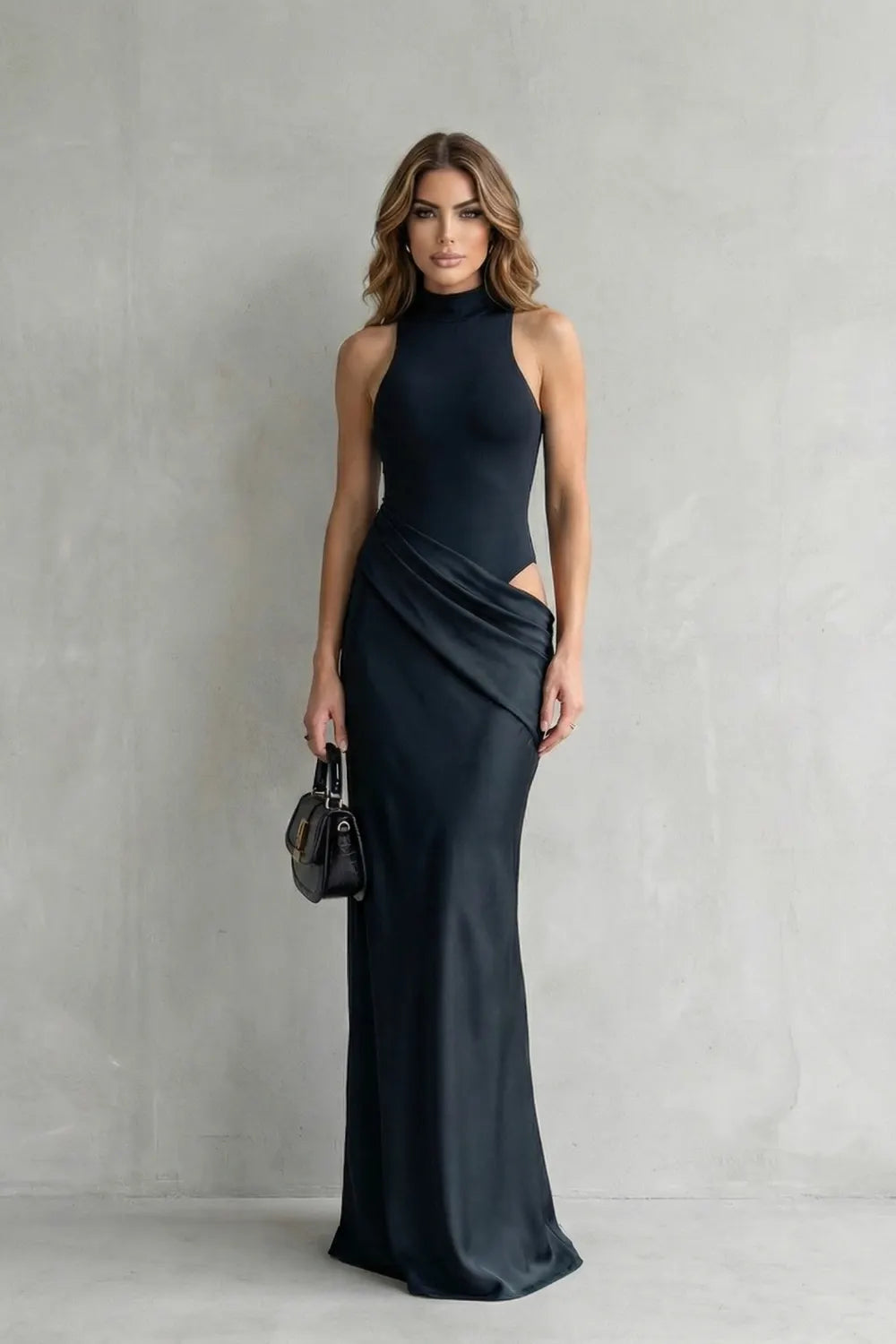 Sculpted allure – Women’s Cut-Out Maxi Dress