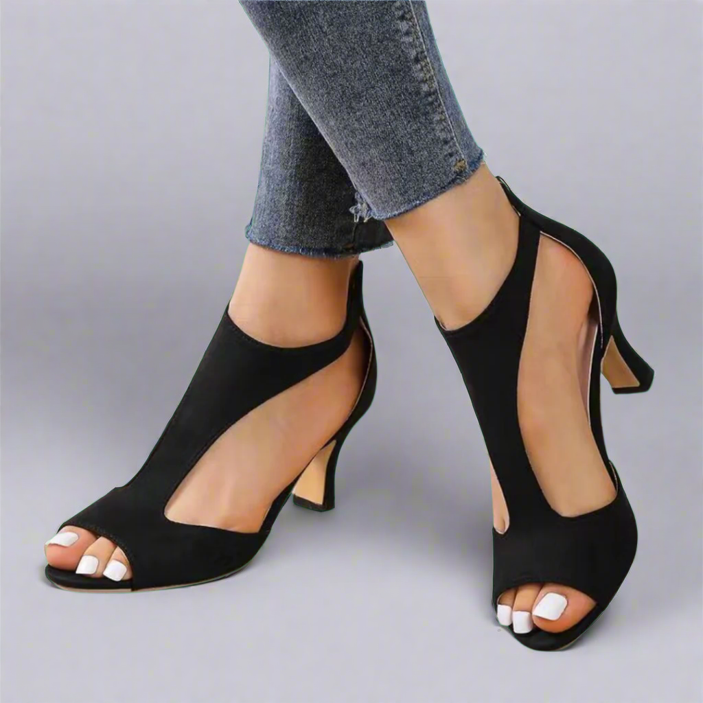 CUTOUT PEEP TOE HEELS