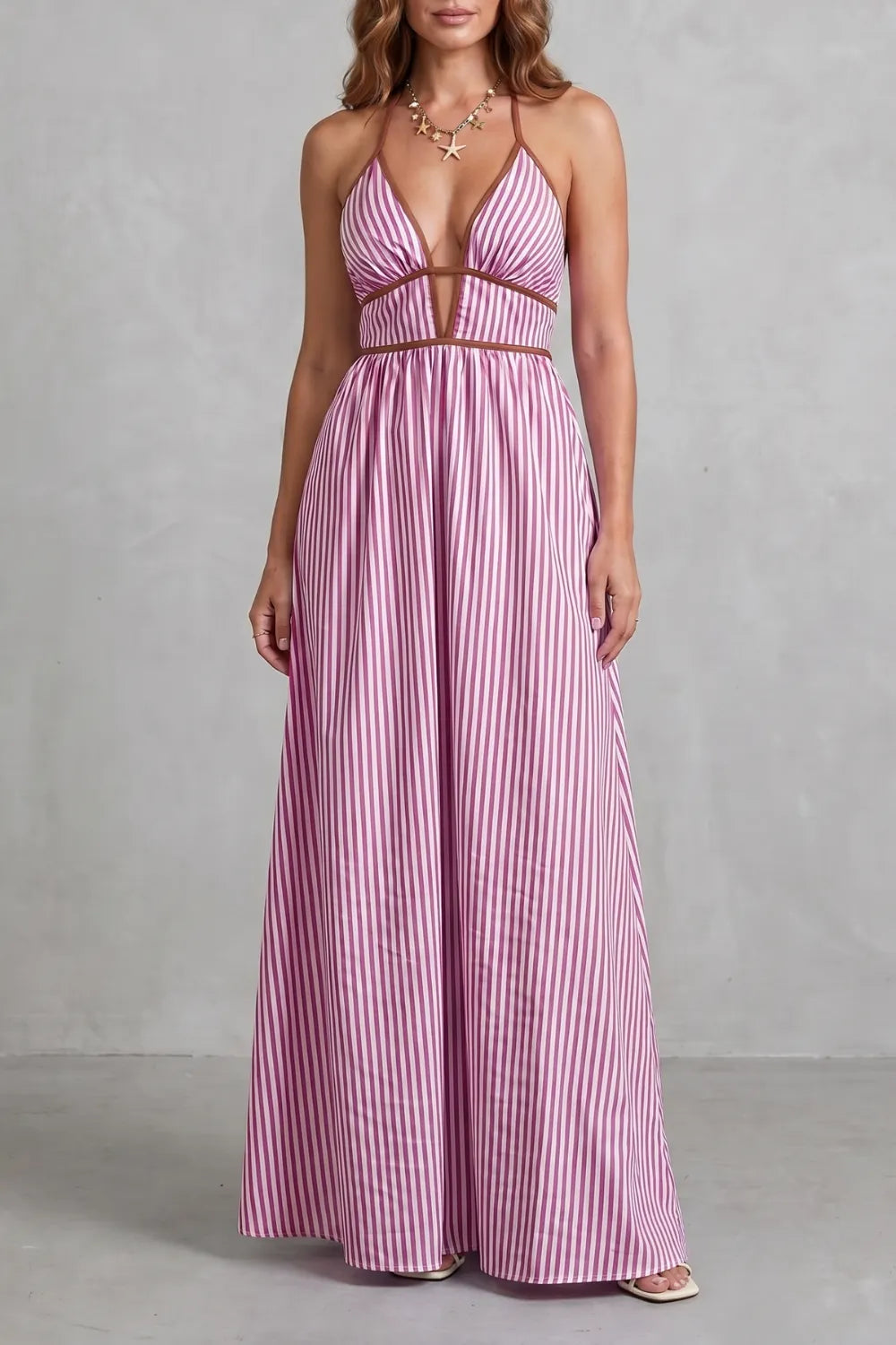 Striped backless silhouette – Maxi dress