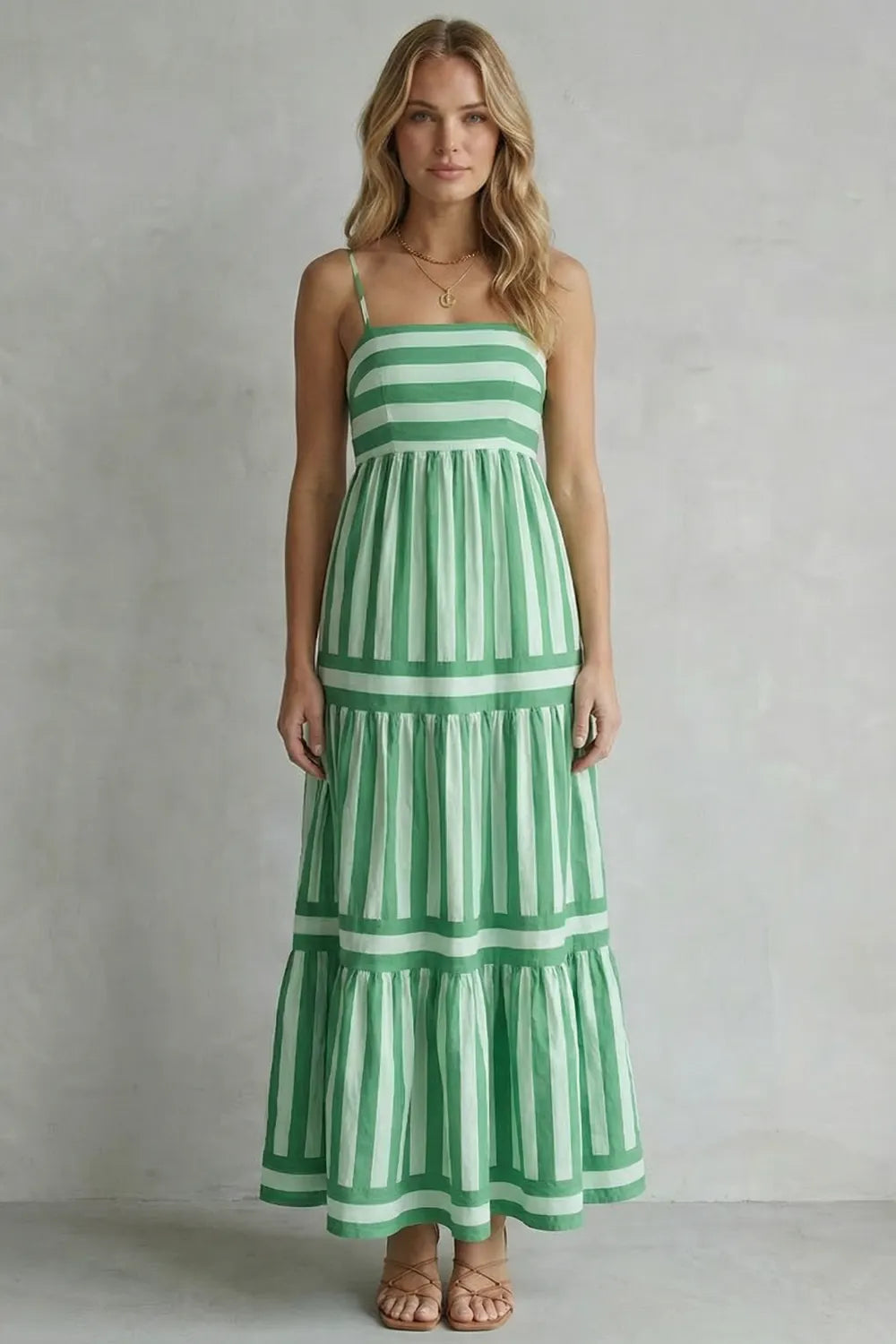 Playful stripe tiers – Strappy maxi dress