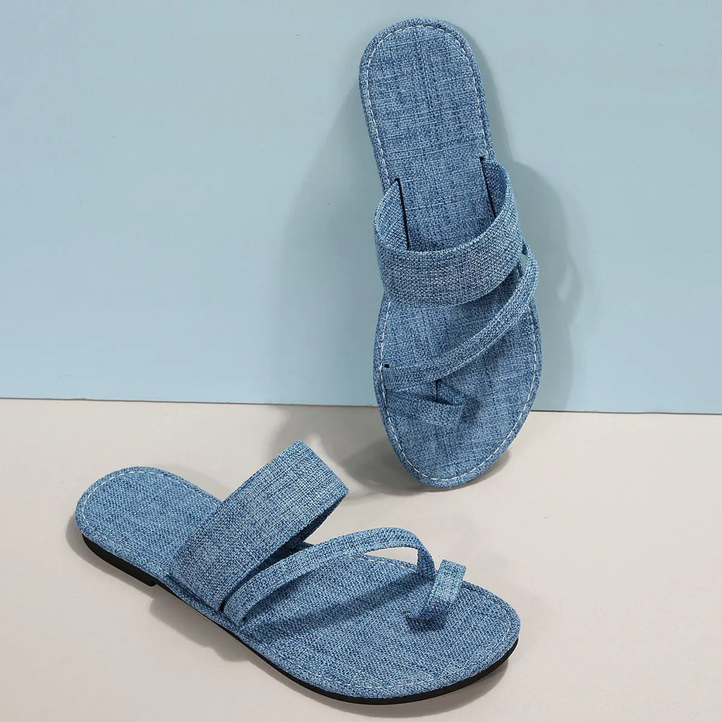 Denim Slide Sandals for Wide Feet