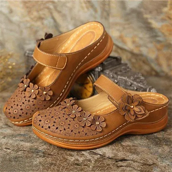 Comfy Floral Slip-On Wedge Sandal
