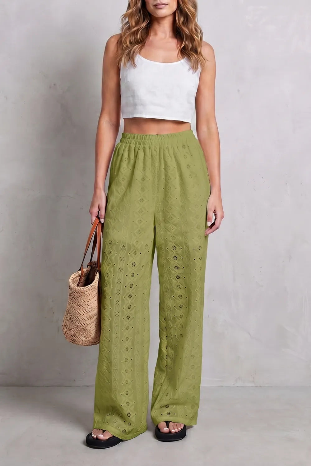 Broderie anglaise grace – Wide-leg trousers