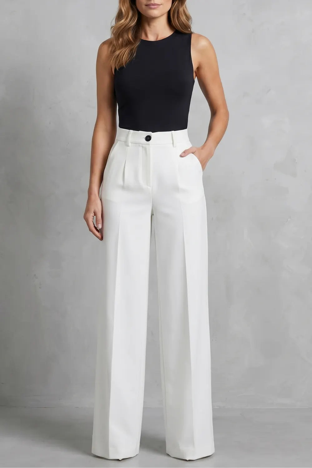 Tailored pleats – High-waist wide-leg trousers
