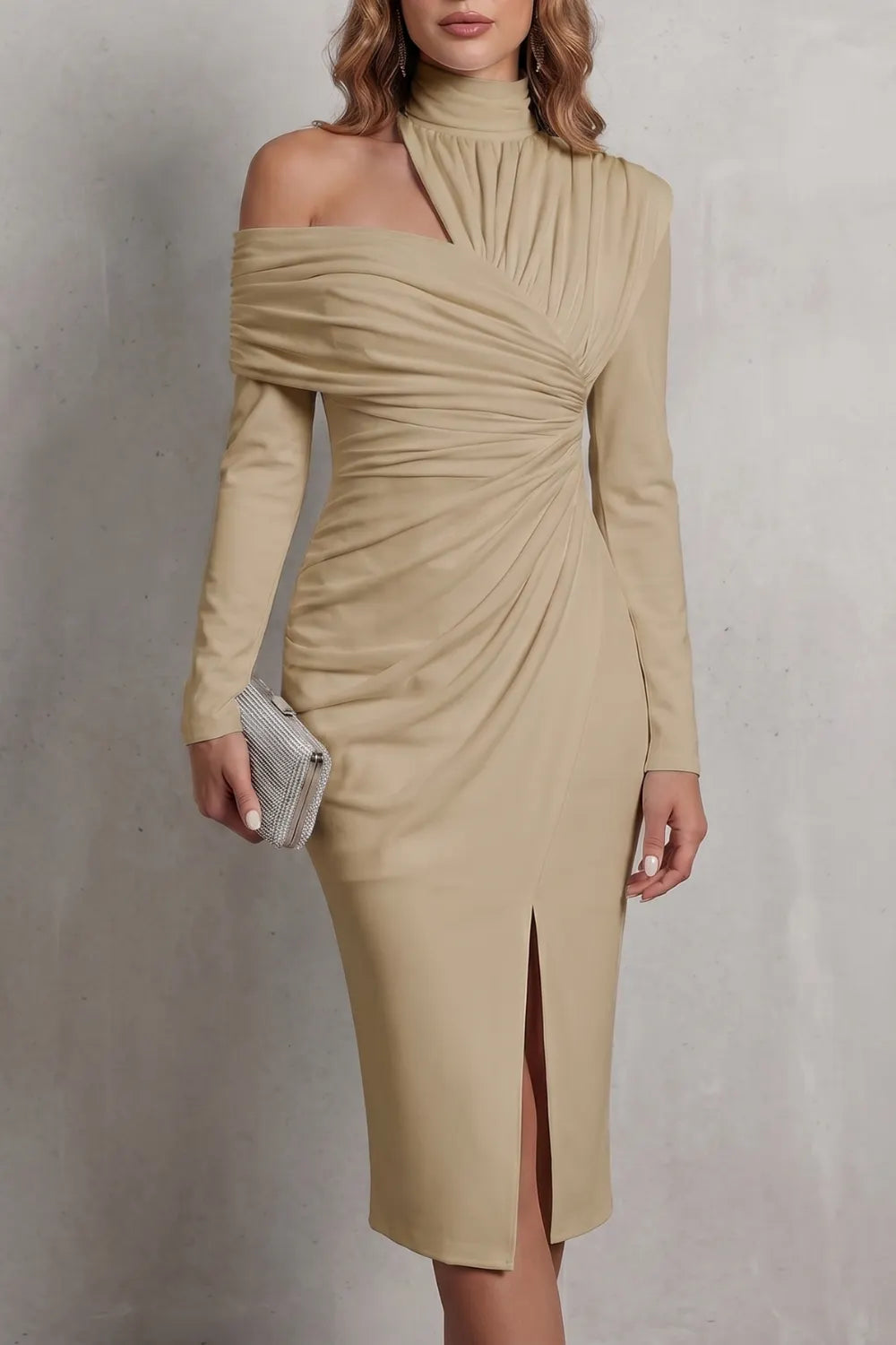 Draped couture elegance – Midi dress