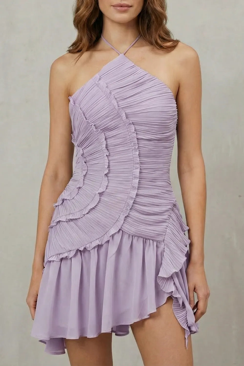 Asymmetric ruffle elegance – Mini dress