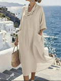 Women's Linen And Cotton Pocket Dress