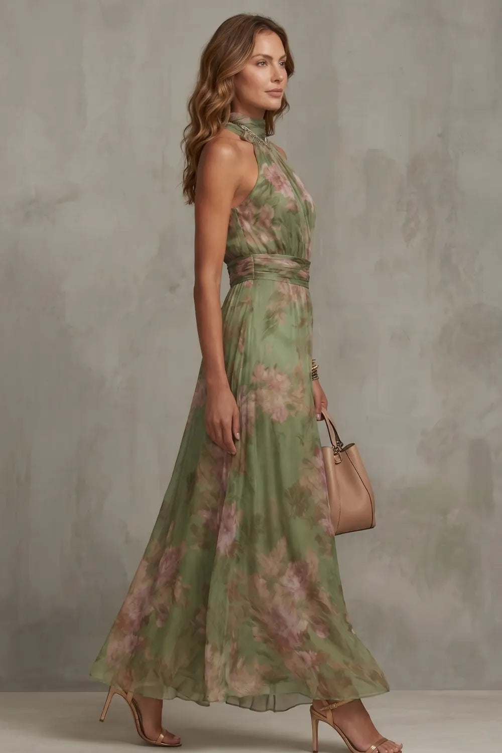 Romantic floral halter silhouette – Maxi dress