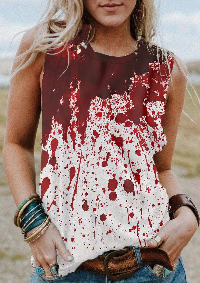 Halloween Blood Retro Print Tank Top c54c