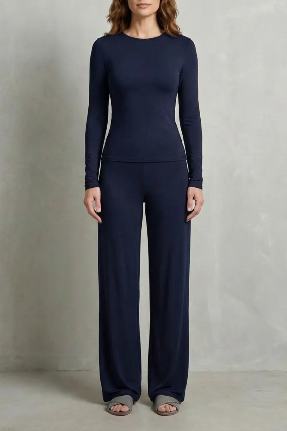 Sleek Simplicity – Pure Color Wide-Leg Pants Suit