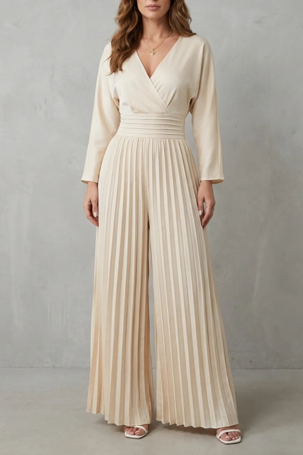 Pleated Wide-Leg Jumpsuit – Effortless Elegance