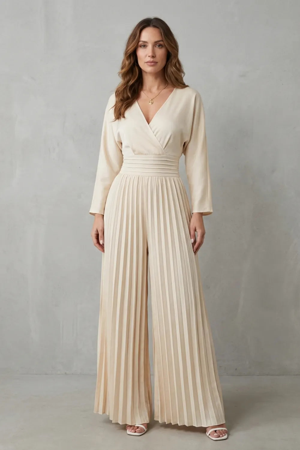 Pleated Wide-Leg Jumpsuit – Effortless Elegance