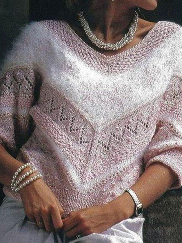 Pink Awareness Jacquard Cozy Knit V-Neck Sweater