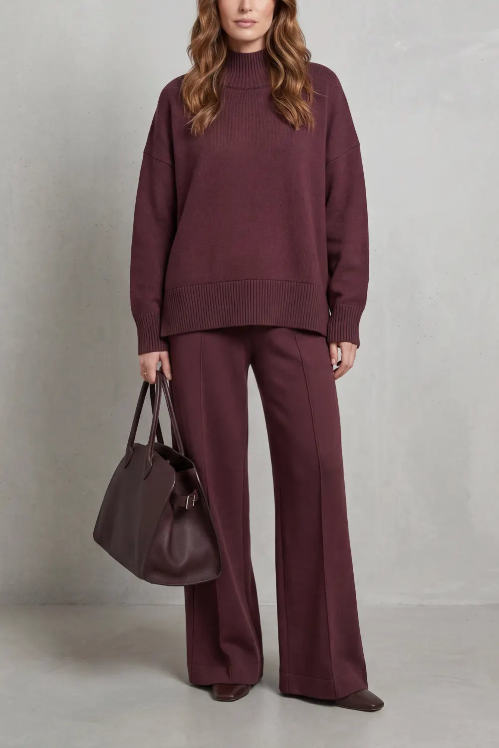 Folded collar charm – Knit lounge set