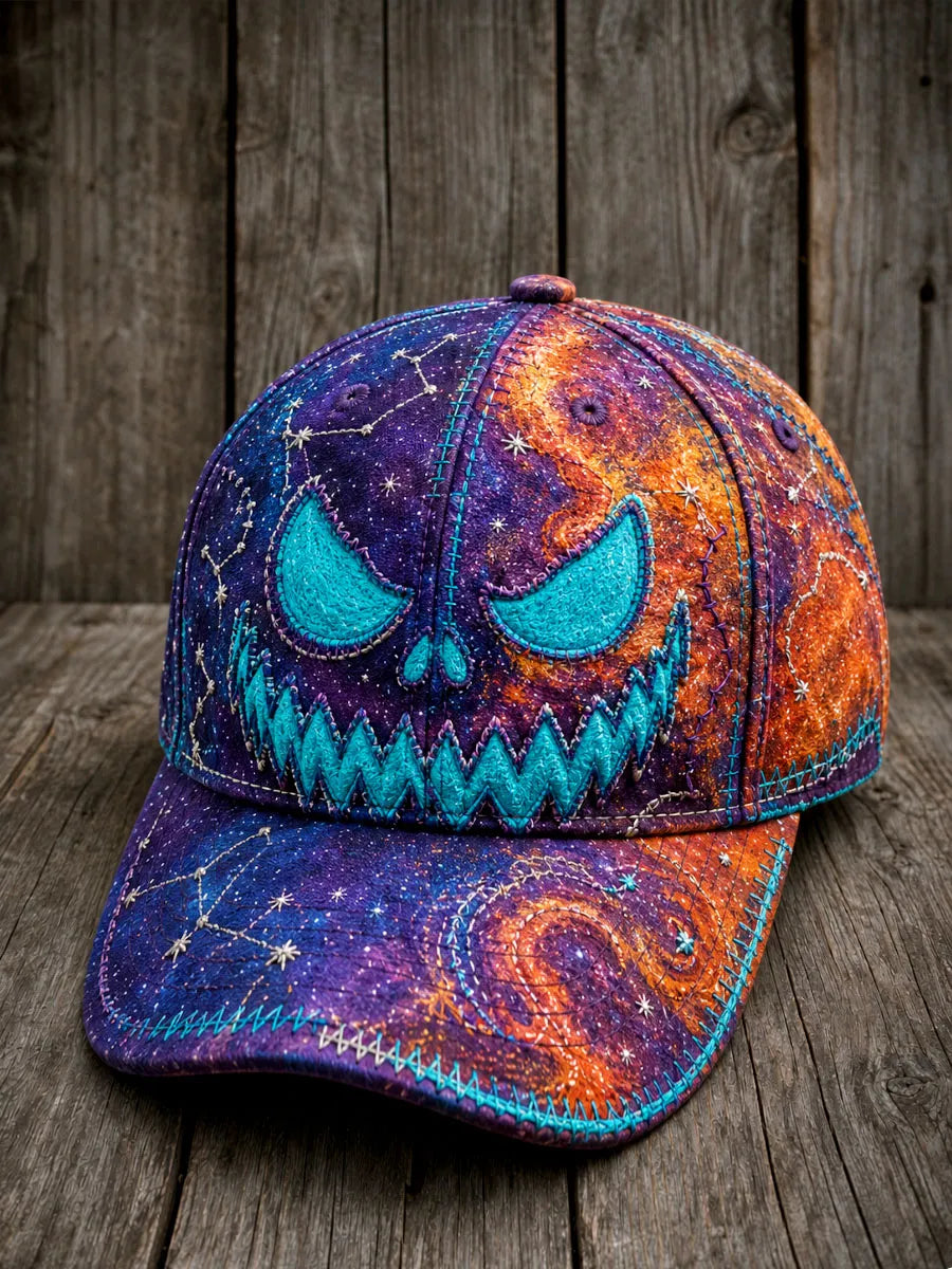 Halloween Evil Pumpkin Skull Galaxy Patchwork Baseball Cap