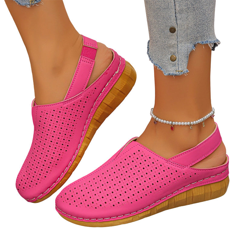 👡 Casual perforated wedge slingback sandals for women ✨