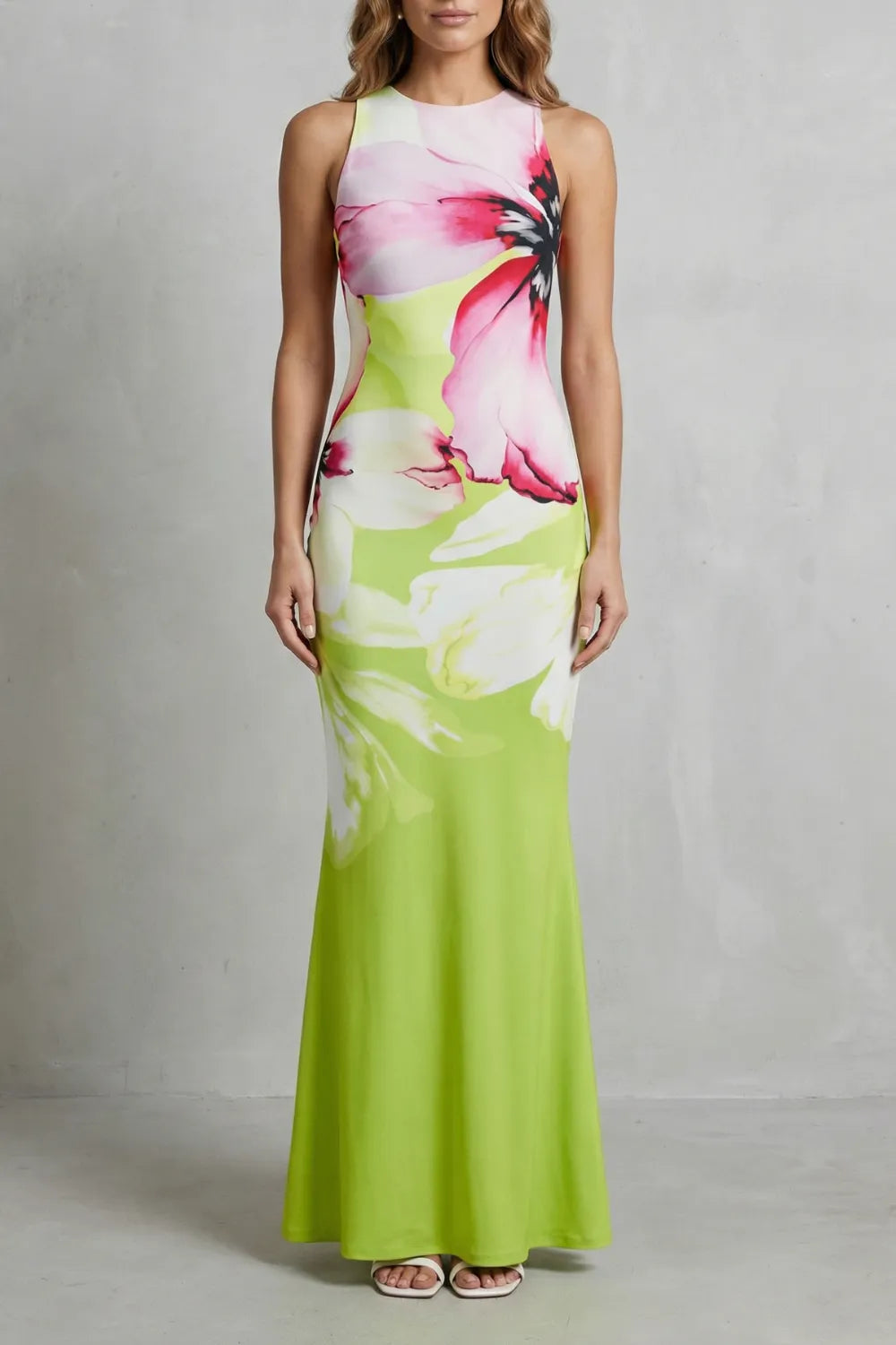 Artistic floral print – Fishtail maxi dress