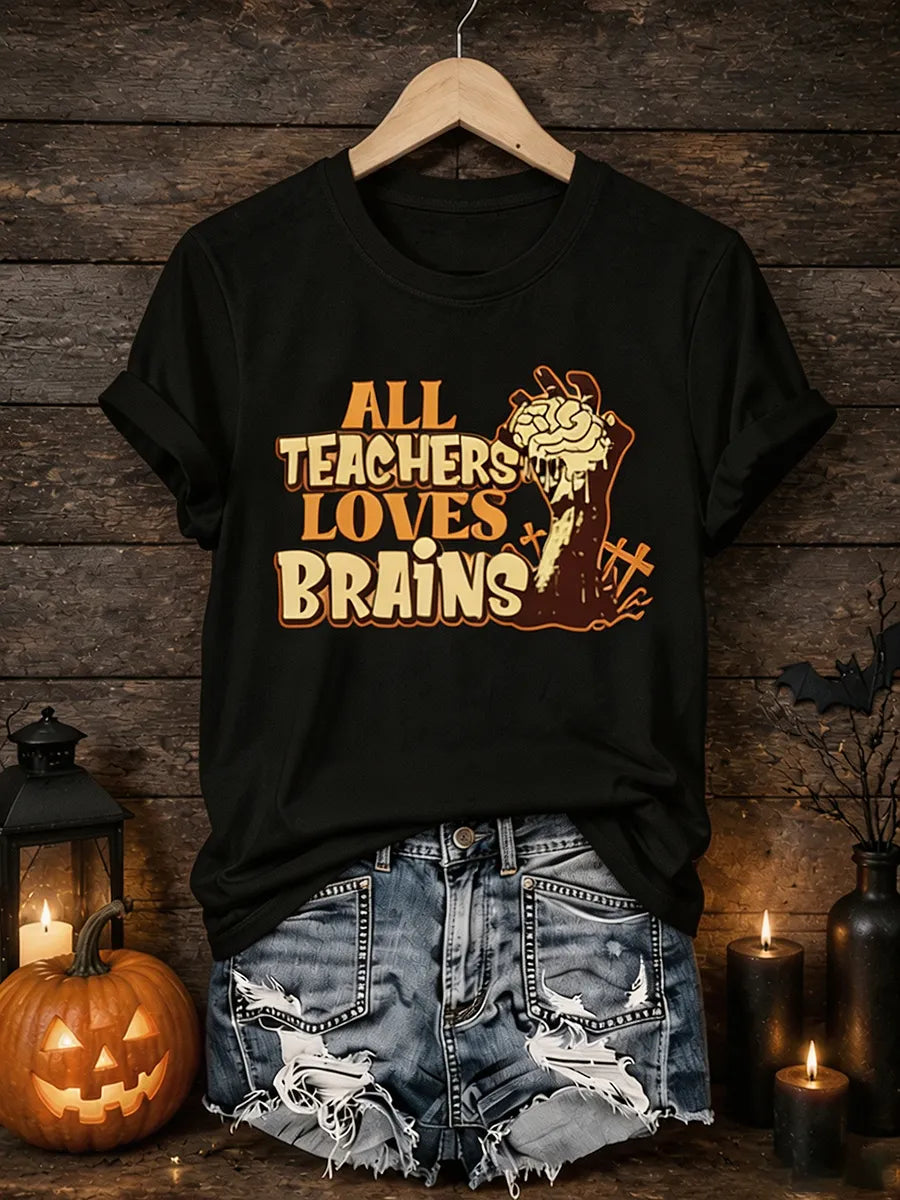 Women's Halloween Funny Print Casual T-Shirt