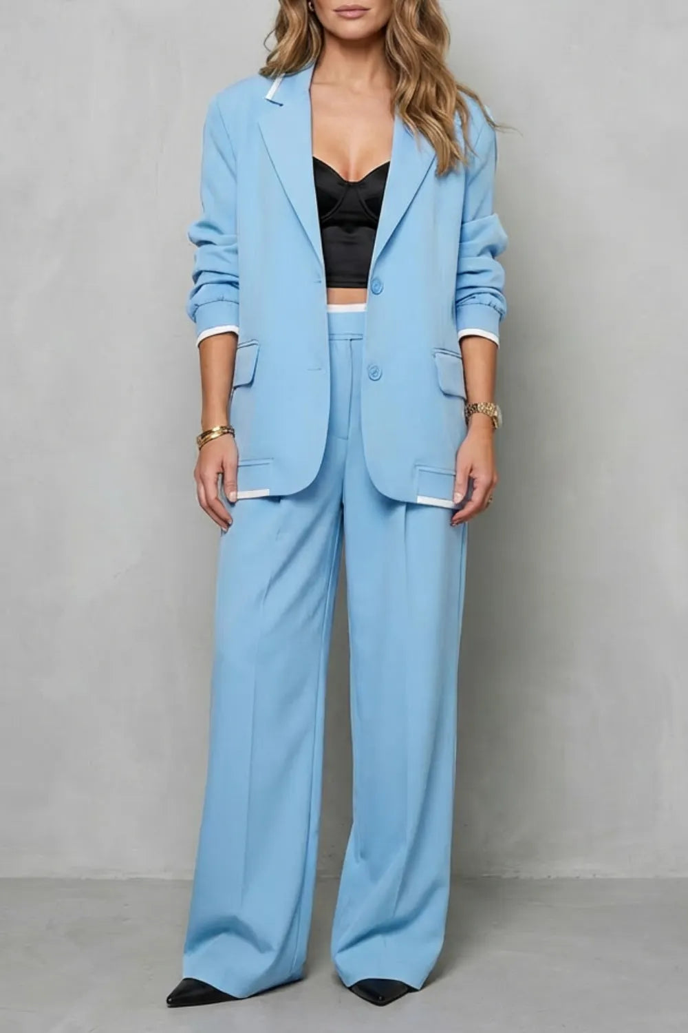 Elegant Wide-Leg Pantsuit Set – Two-Piece Power Look