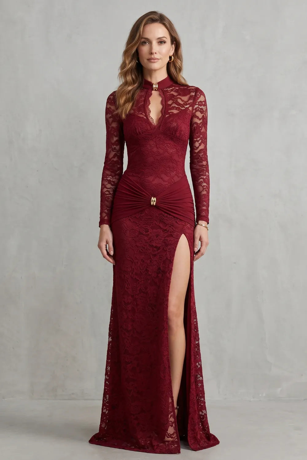 Lace cut-out allure – Maxi dress