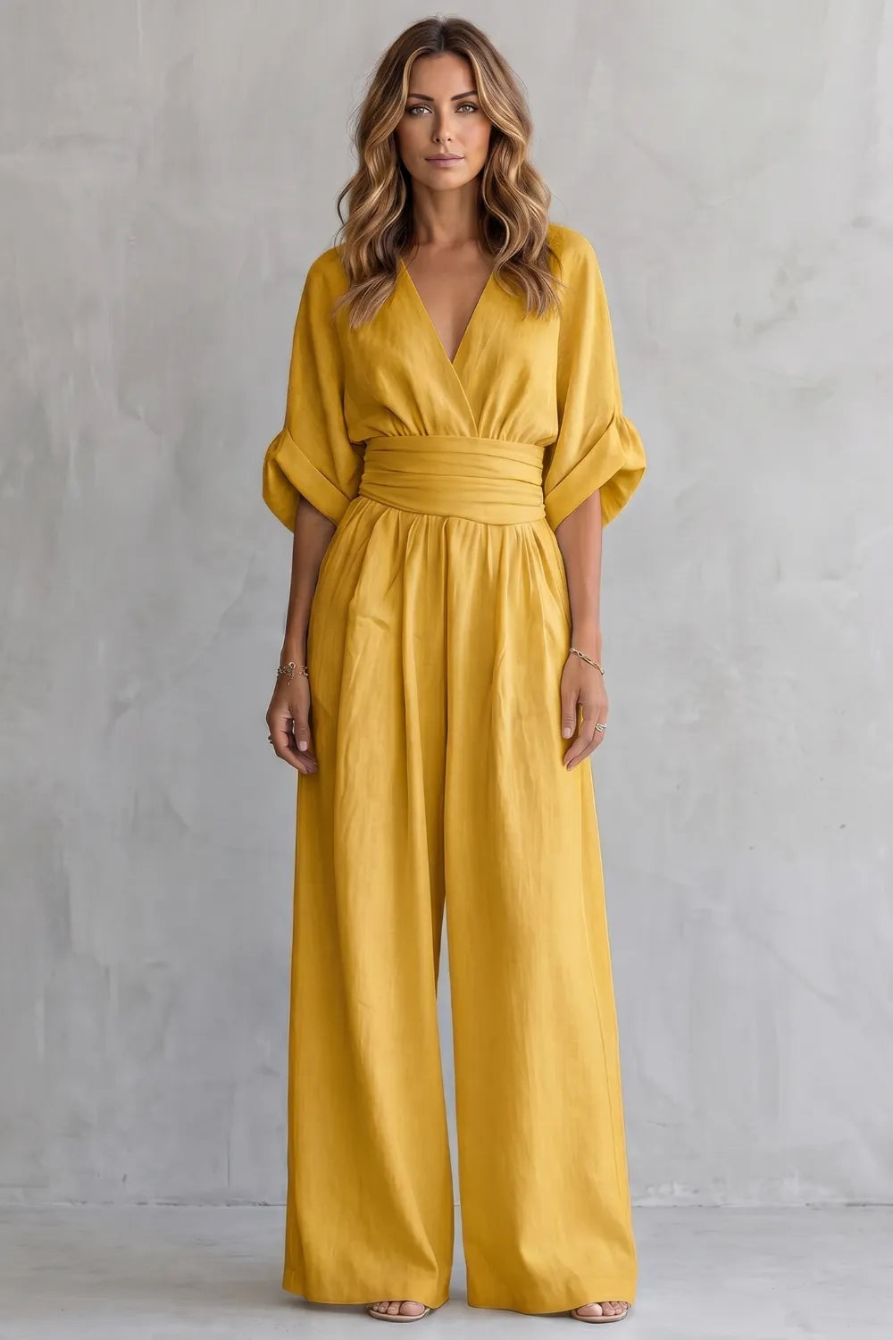Draped waist elegance – Wide-leg jumpsuit