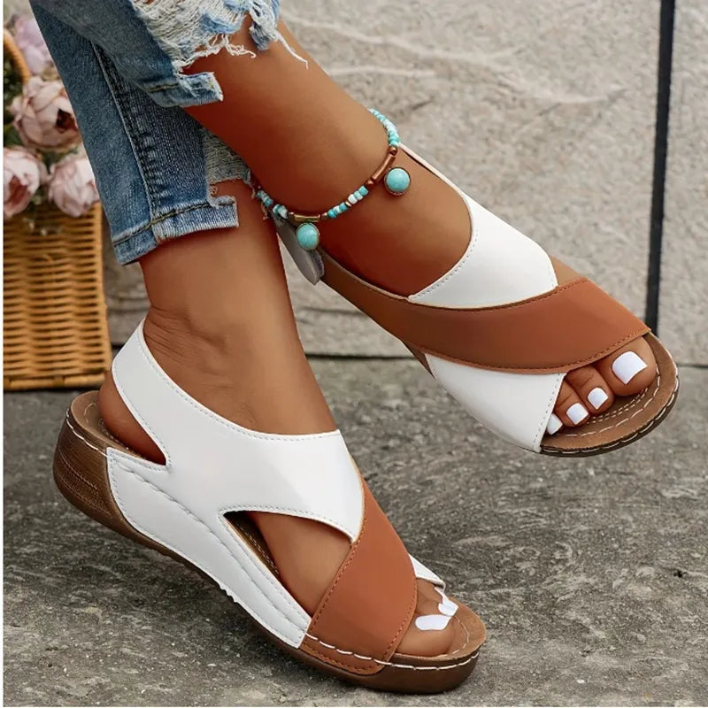 Women's New Vintage Solid Color Summer Wedge Sandals