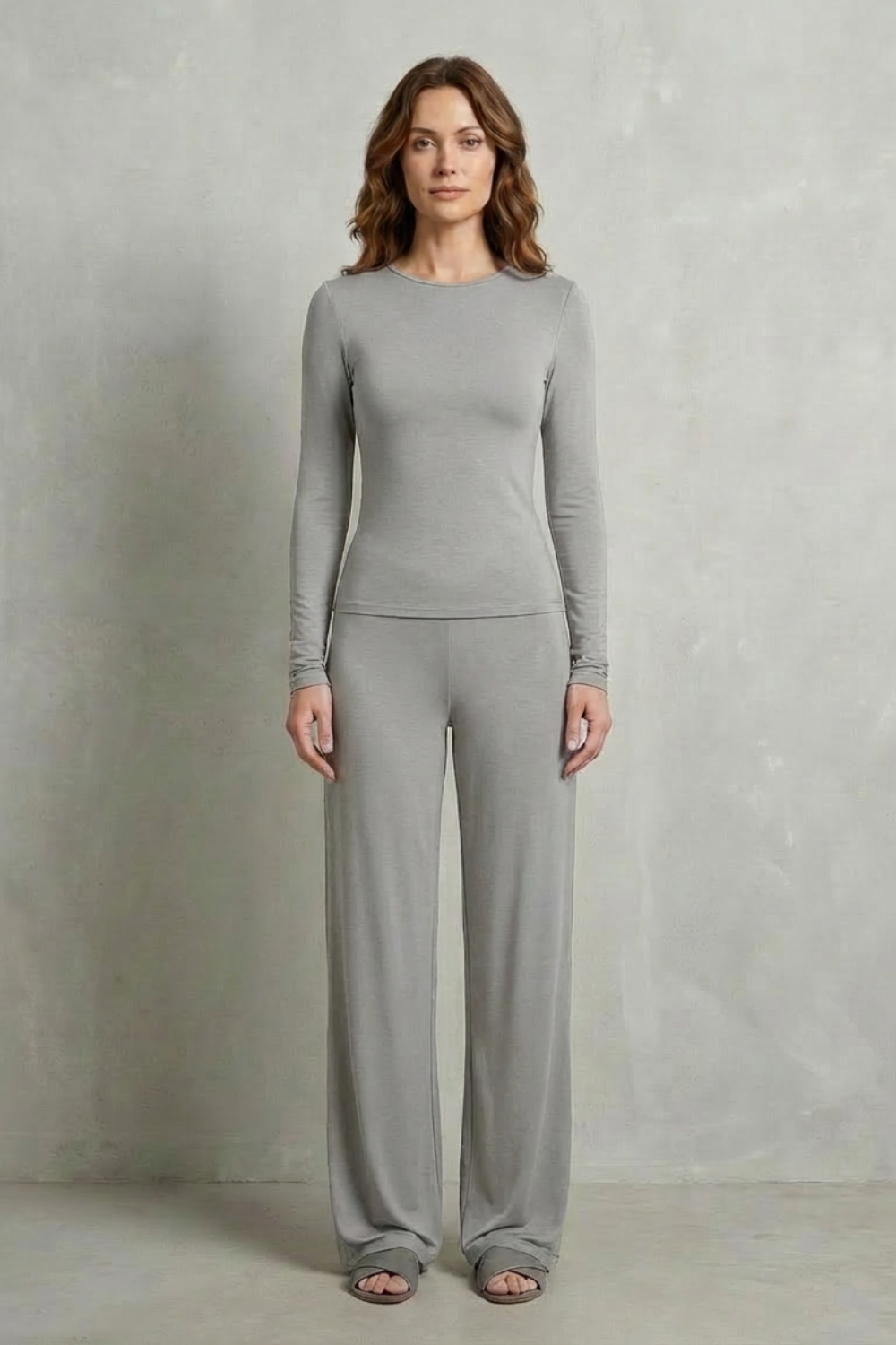 Sleek Simplicity – Pure Color Wide-Leg Pants Suit