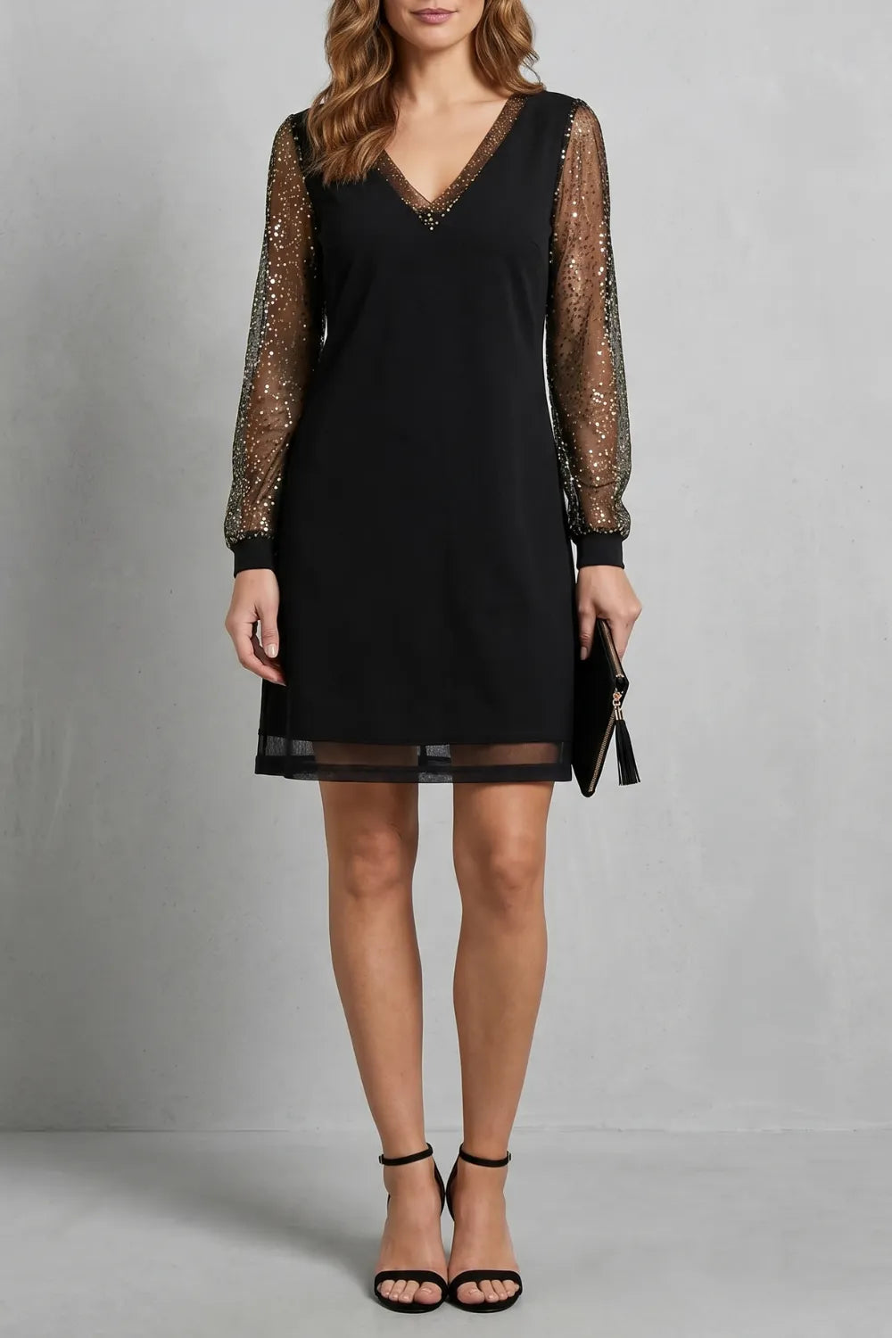 Sheer sparkle sleeves – Mini dress