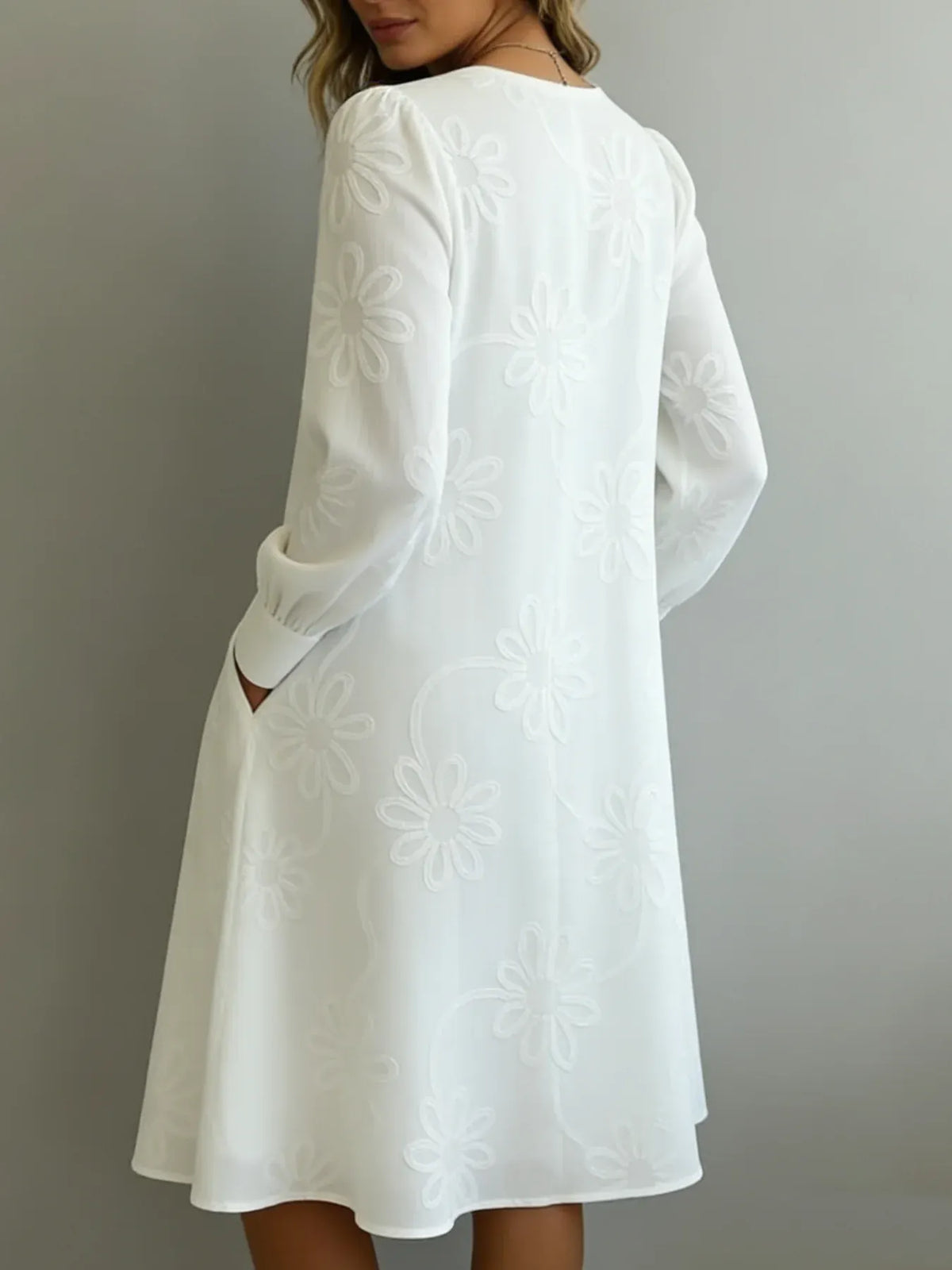 Vintage Elegant V-neck Floral Embroidery Dress