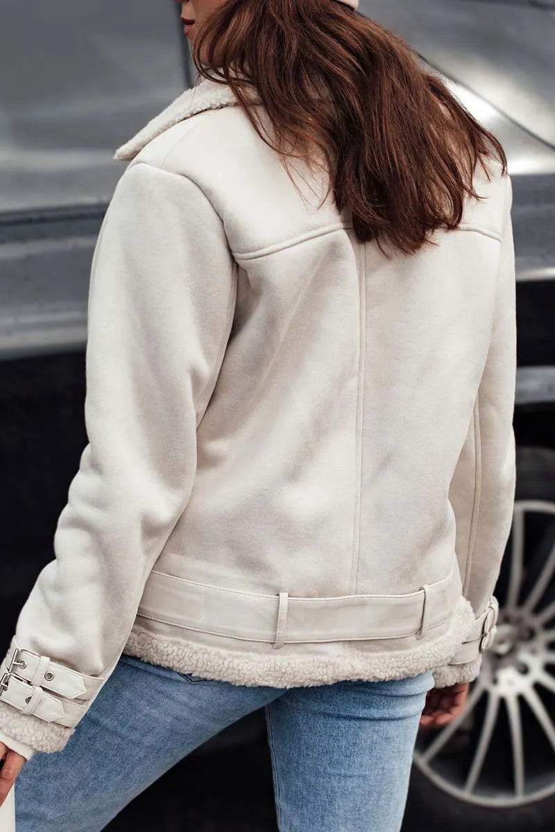 Women's fashionable and handsome sherpa patchwork jacket