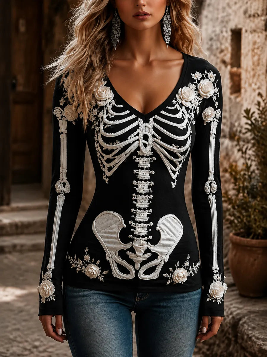 Halloween Art Print Casual Long-Sleeve Top