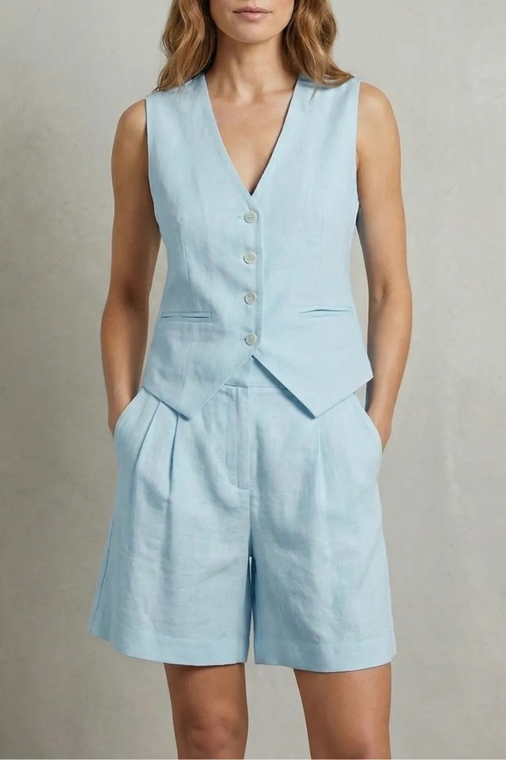Tailored summer ease – Vest and short set