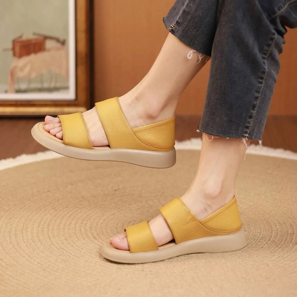Wearscomfy New Thick Sole Women's Stylish Genuine Leather Sandals