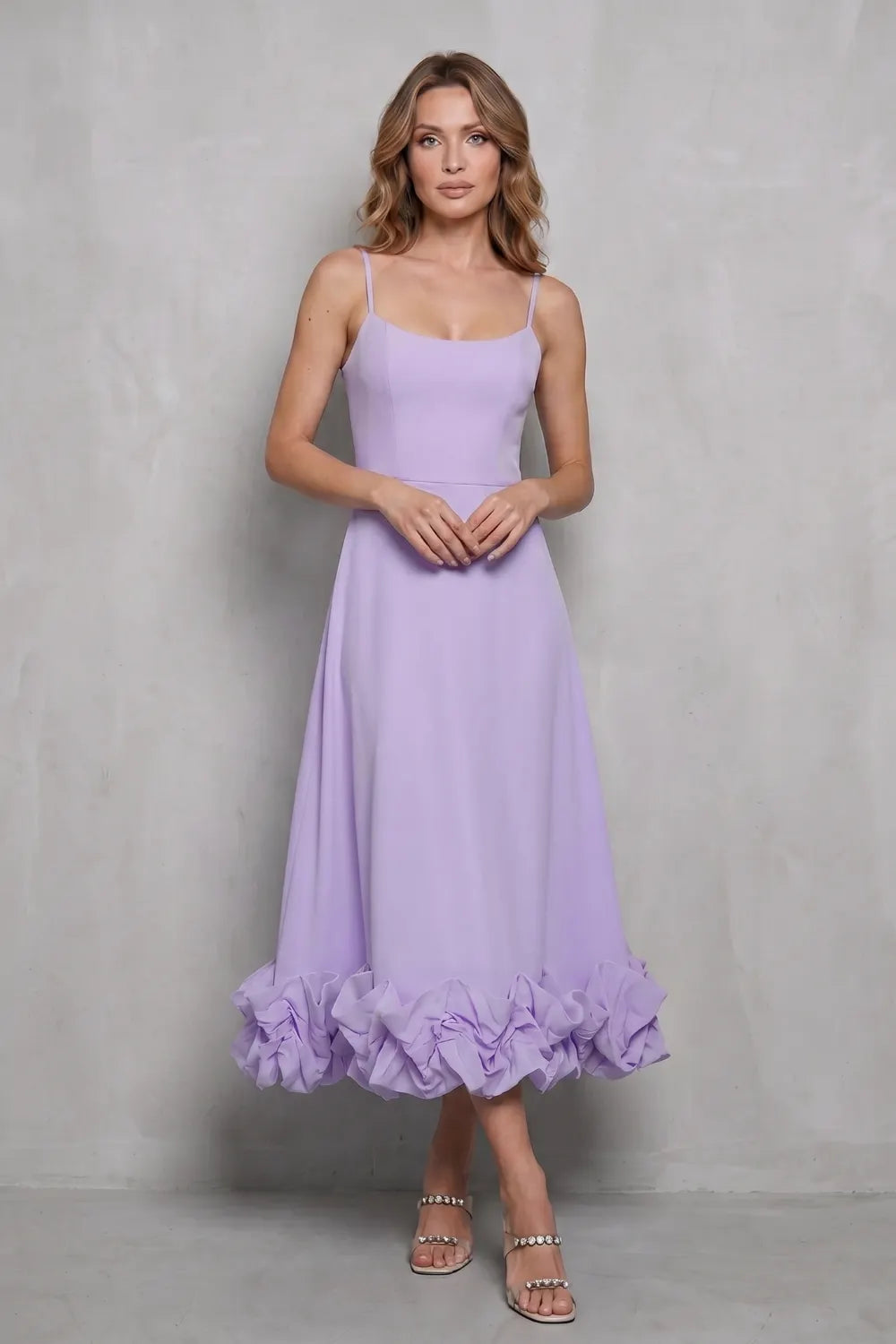 Romantic ruffle hem – Sleeveless midi dress
