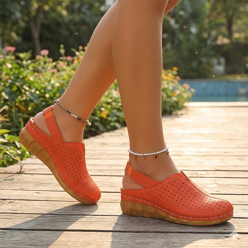 👡 Casual perforated wedge slingback sandals for women ✨