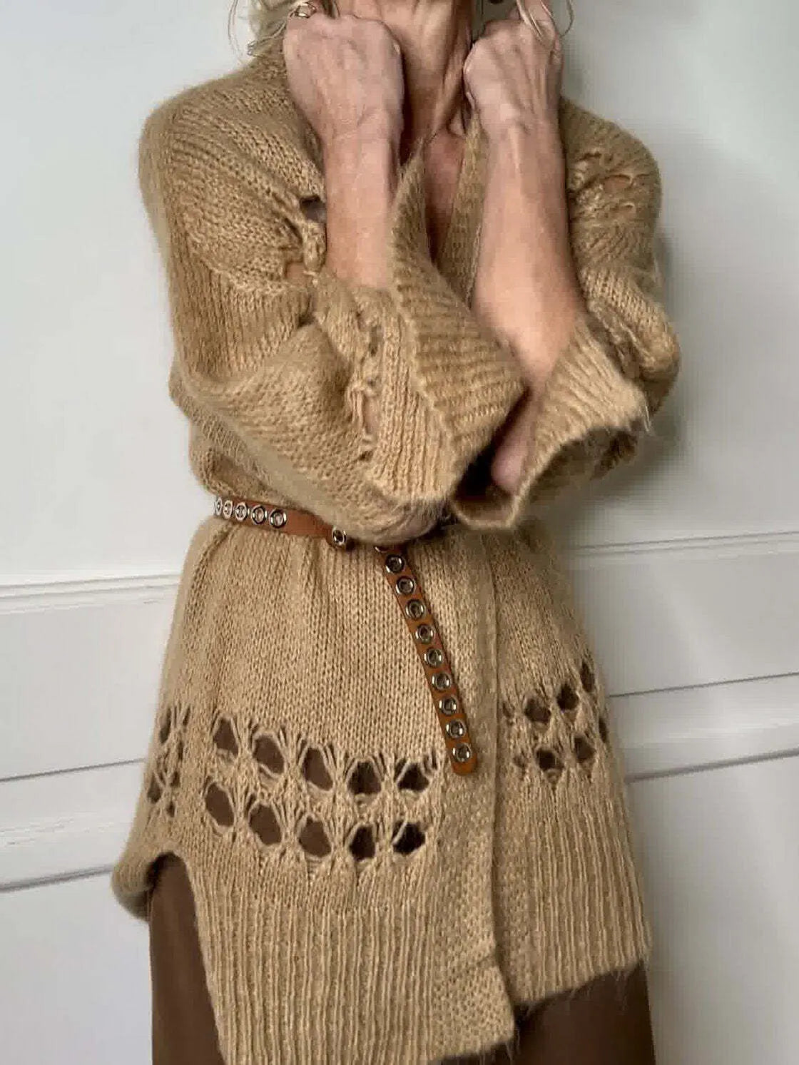 Women's Casual Hollow Knitted Cardigan