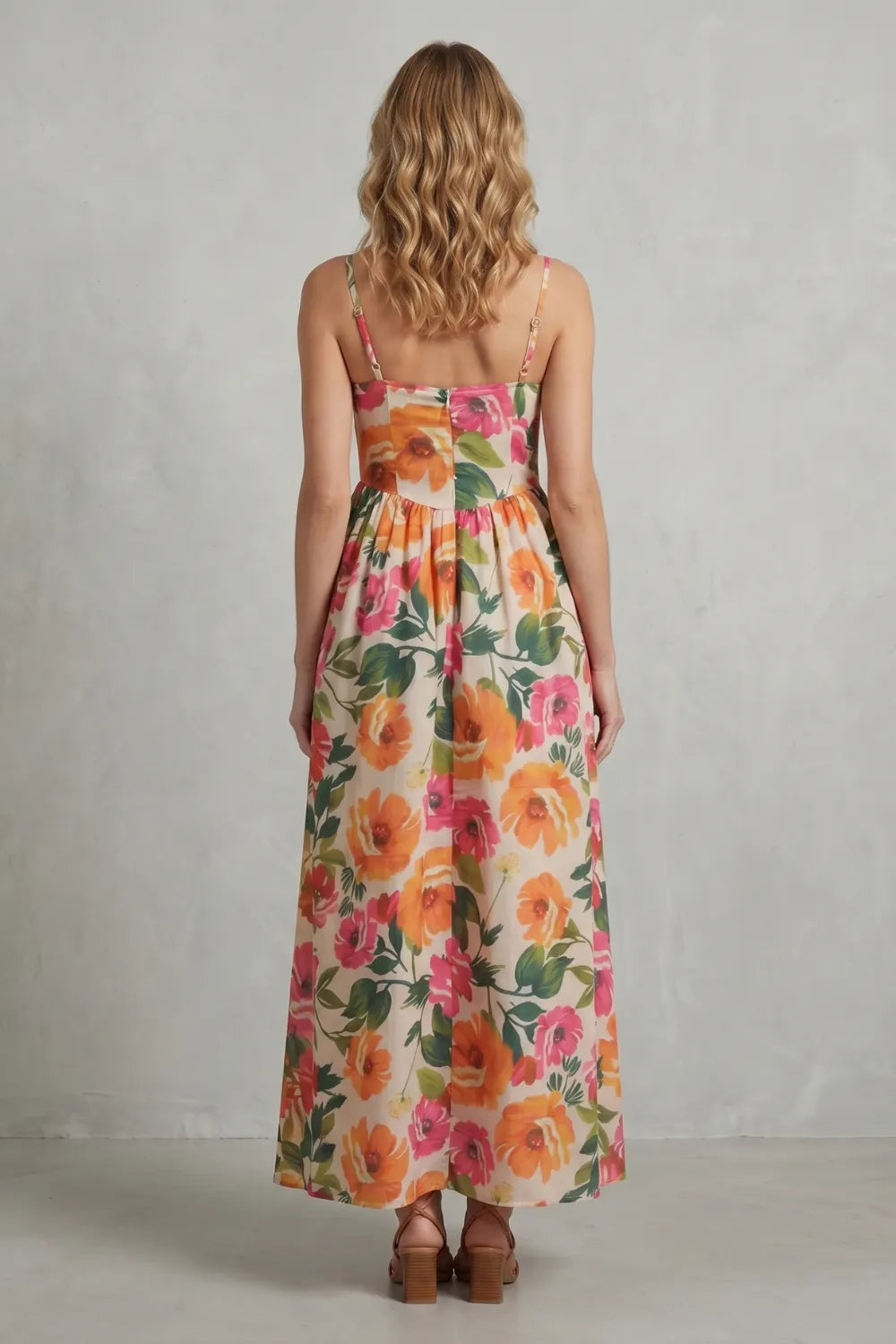 Square neck floral charm – Midi dress