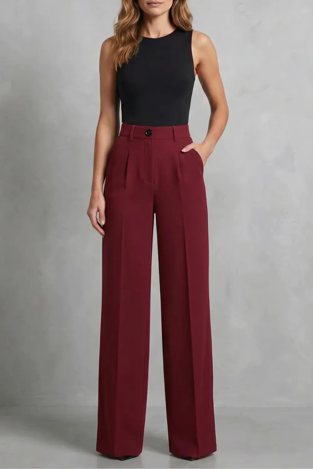 Tailored pleats – High-waist wide-leg trousers