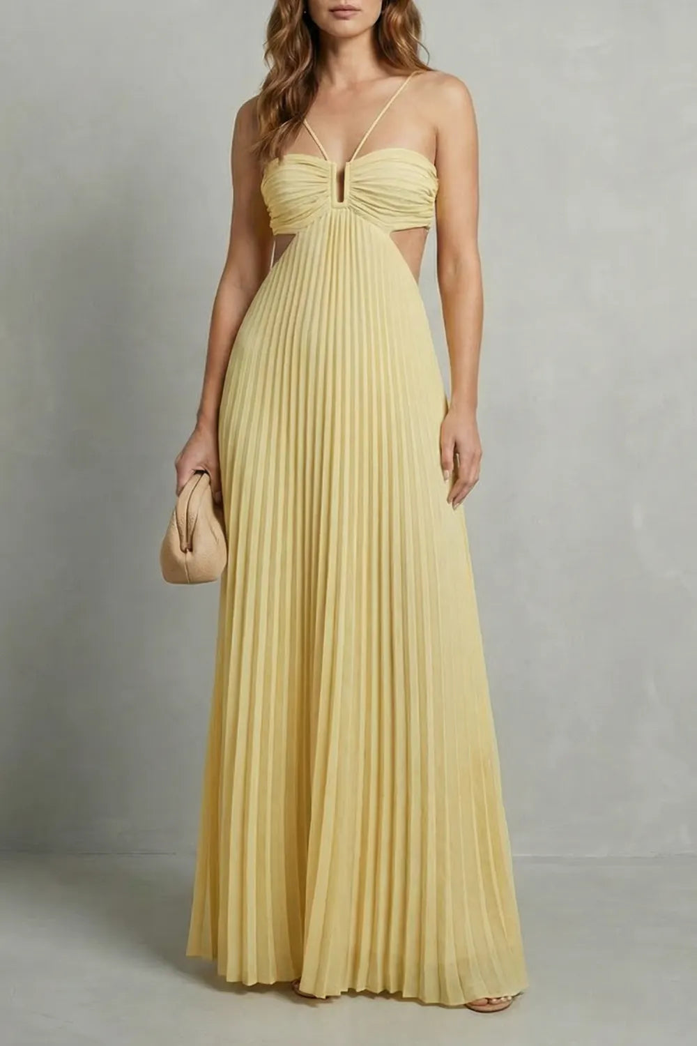 Pleated halter elegance – Maxi dress