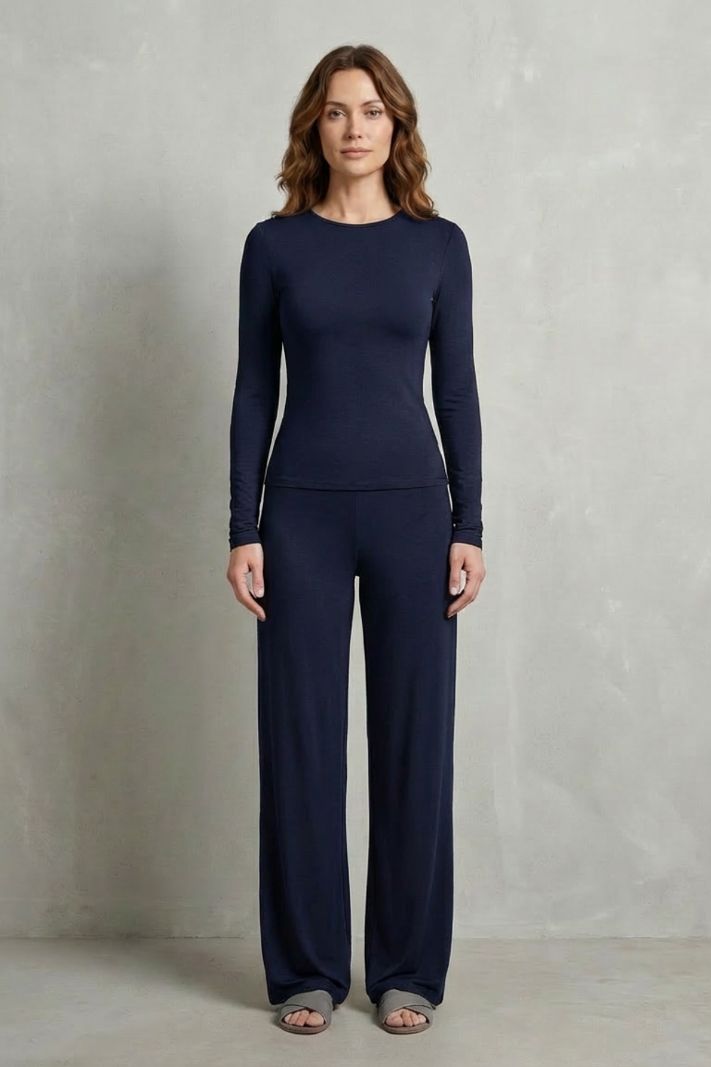 Sleek Simplicity – Pure Color Wide-Leg Pants Suit