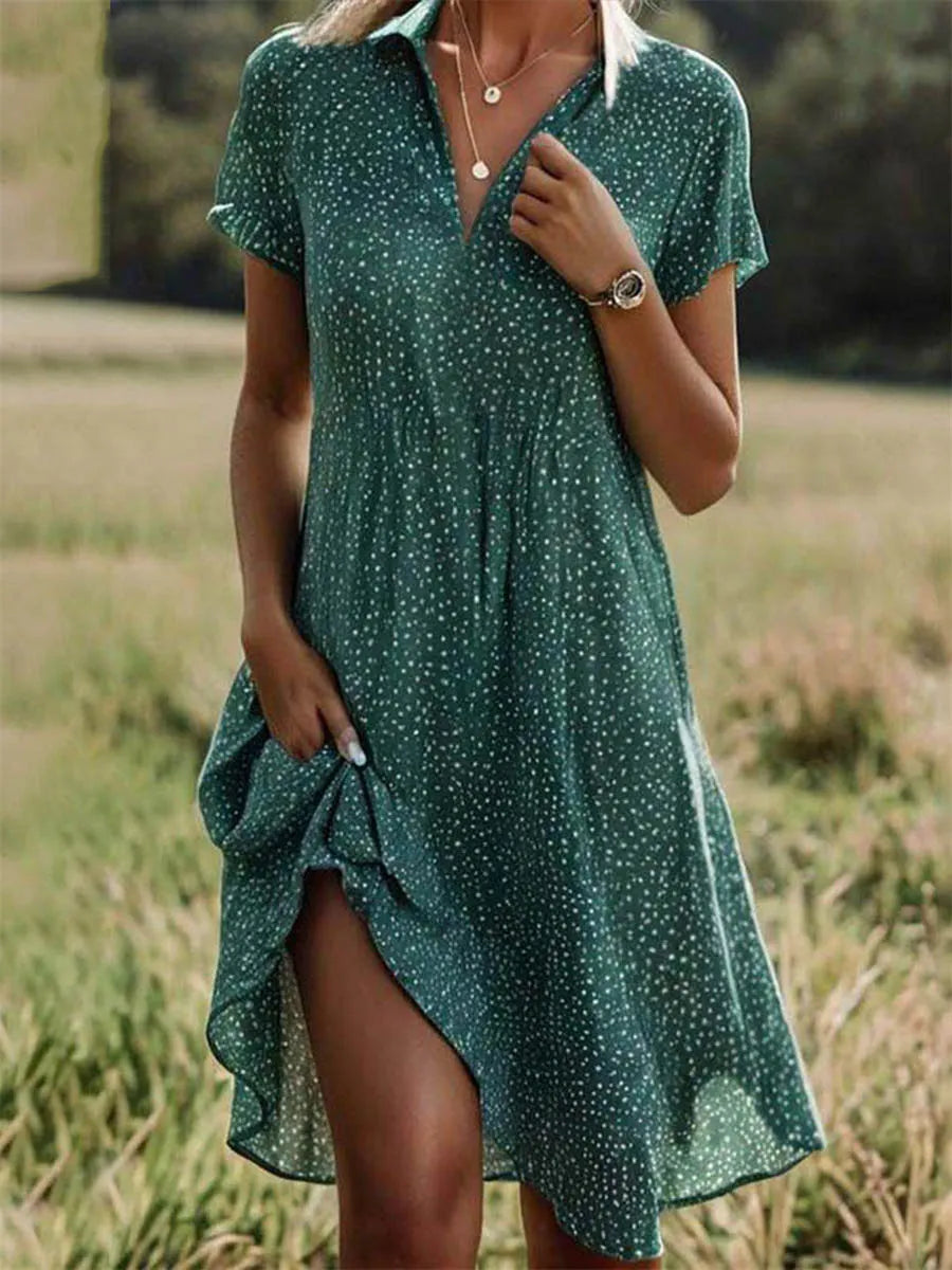 Women's Polka-dot Art Print Casual Loose Elegant V-neck Dress