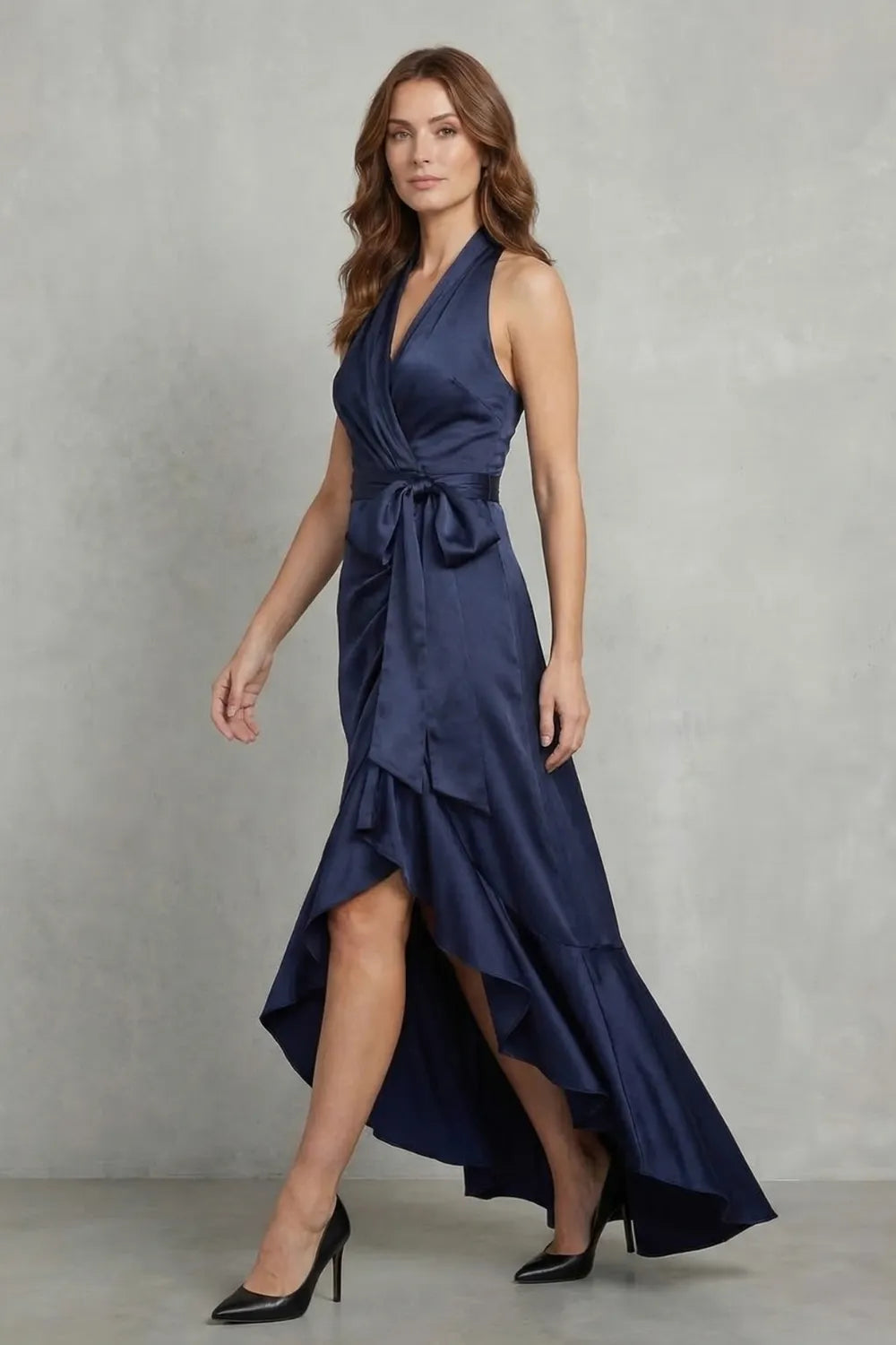 Satin draped silhouette – Evening maxi dress