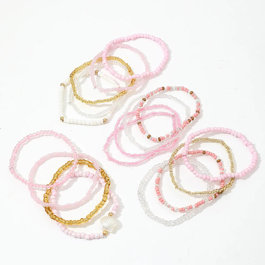 Boho Colorful Beaded Multi-layer Rice Bead Shell 17-piece Bracelet Set