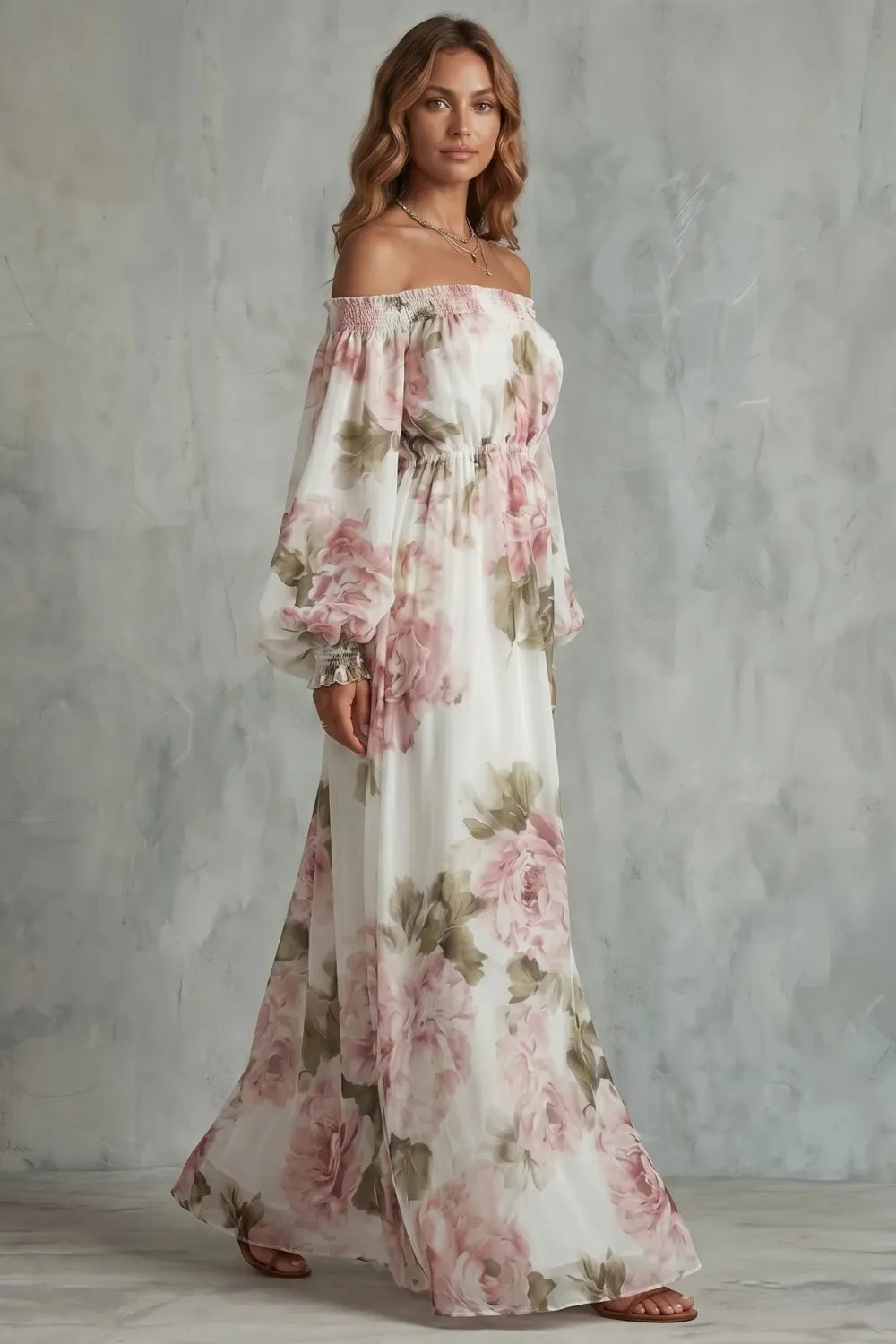 Romantic floral off-shoulder – Maxi dress