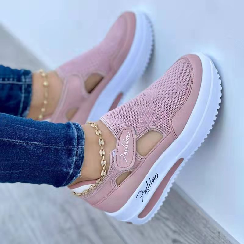 Women's Casual Single Shoes, New Spring/Summer Style, Flat, Flyknit, Breathable Mesh Shoes