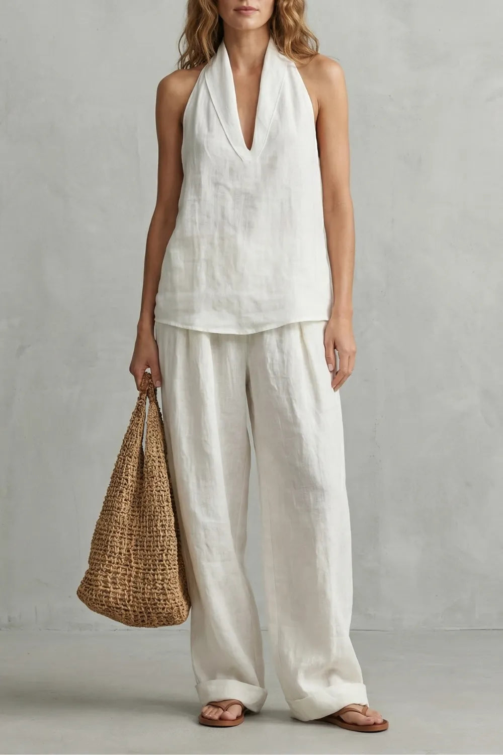 Relaxed linen allure – Top and trouser set
